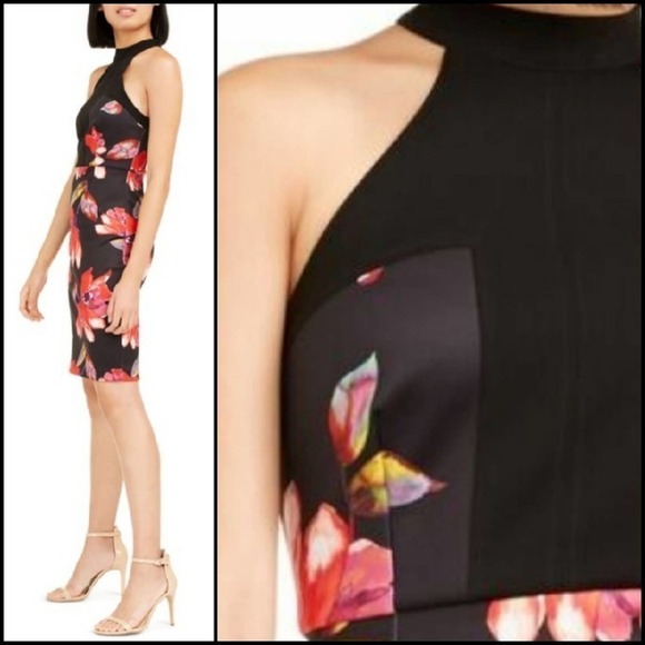 NEW! TRINA TURK Halter Neckline Floral Dress 8. - Picture 2 of 6